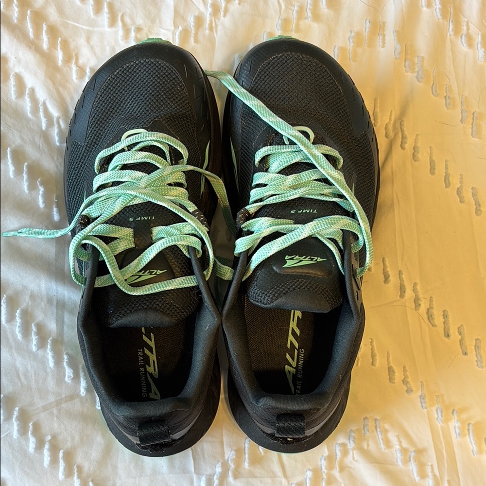 Altra Timp 5 Black and Mint Trail Shoes